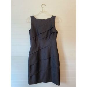 Calvin Klein Charcoal Black Denim Asymmetrical Ruffle Dress￼